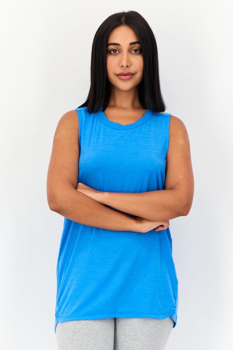 Adidas تي شيرت تدريب بلا أكمام للنساء، أزرق - Image 1