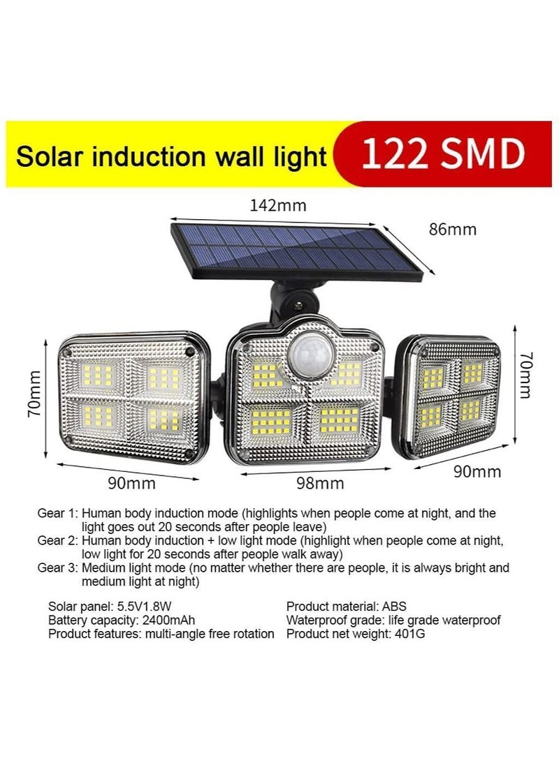 Y&D - JOYWAY Solar Outdoor Light with Motion Sensor, Rotatable 122 Pcs LED Powered Security Light, Waterproof Outdoor, Super Bright Wall 3 Modes With remote control - Image 1