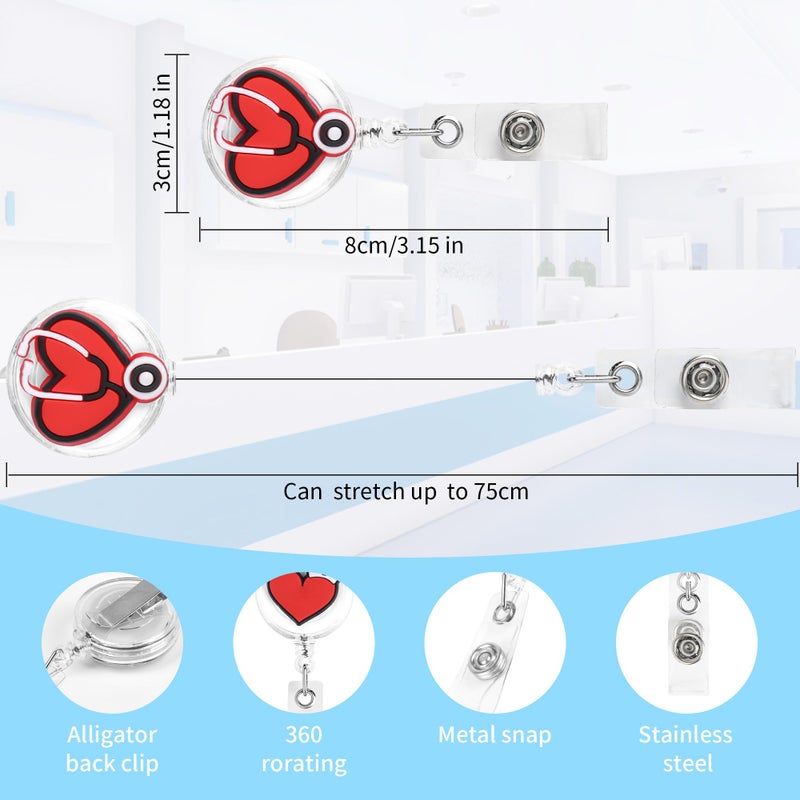 Ulema 24Pcs Medical Badge Reel, Retractable Nursing ID Badge Holders Nurse Accessories for Doctor Medical Health Hospital Office Worker Gifts. (Nurse) - Image 3