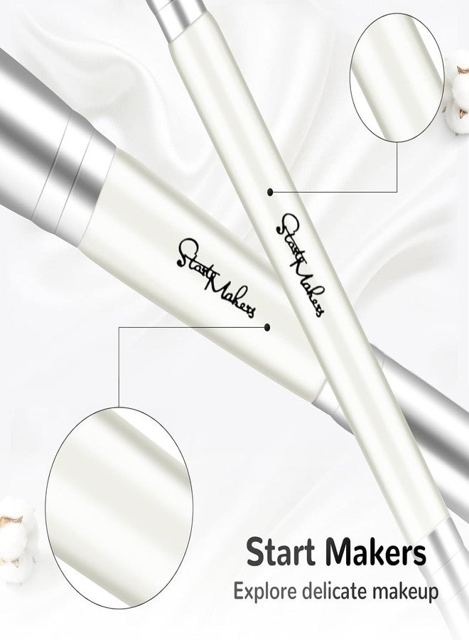 START MAKERS 2-in-1 Makeup Brushes Dual-ended Contouring Foundation Brush 2 Pack Concealer Brush Face Eyebrow Eyeshadow Brush for Liquid, Powder, Buffing, Blending (White) - Image 3