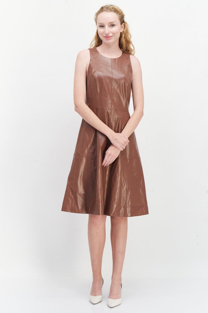 INC Women Plain Midi Dress, Brown - Image 3