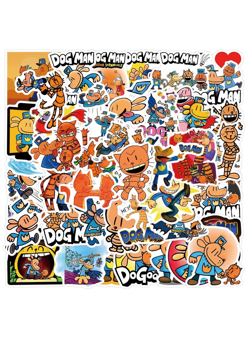 50-Piece DOG MAN Cute Vinyl Decals Waterproof Stickers for Kids Teen Girl Boy Water Bottle, Laptop, Phone, Computer, Guitar, Notebook, Skateboard - Image 1