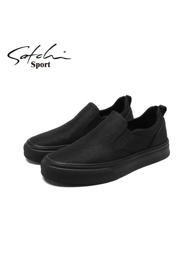 Satchi Autumn Winter Men's Fashion Casual Low-top Slip-on Canvas Shoes Comfortable Flat Sneakers - Image 1