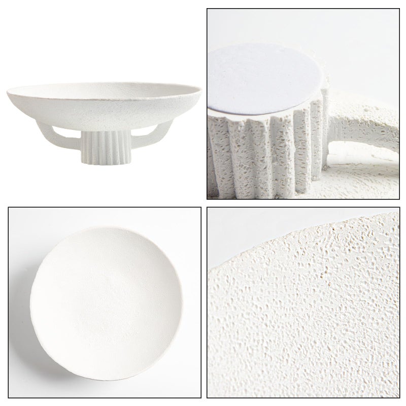 DN DECONATION White Resin Decorative Bowl for Boho Modern Home Decor, 11.2" Large Elegant Pedestal Kitchen Fruit Bowl/Key Holder/Potpourri for Entryway Table, Coffee Table, Dining Room,Table Centerpiece Bowl - Image 4