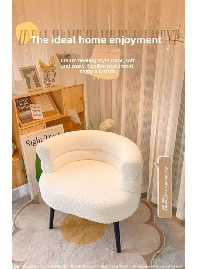 VINNYSEN Lamb's Wool Lazy Person Sofa Chair Home Dining Chair Balcony Backrest Chair Sub Dresser Makeup Bench - Image 5