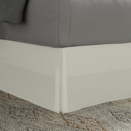 TodaysHome TODAY'S HOME Classic Tailored Bed Skirt Dust Ruffle, Microfiber, 14" Drop Length, California King, Ivory - Image 1