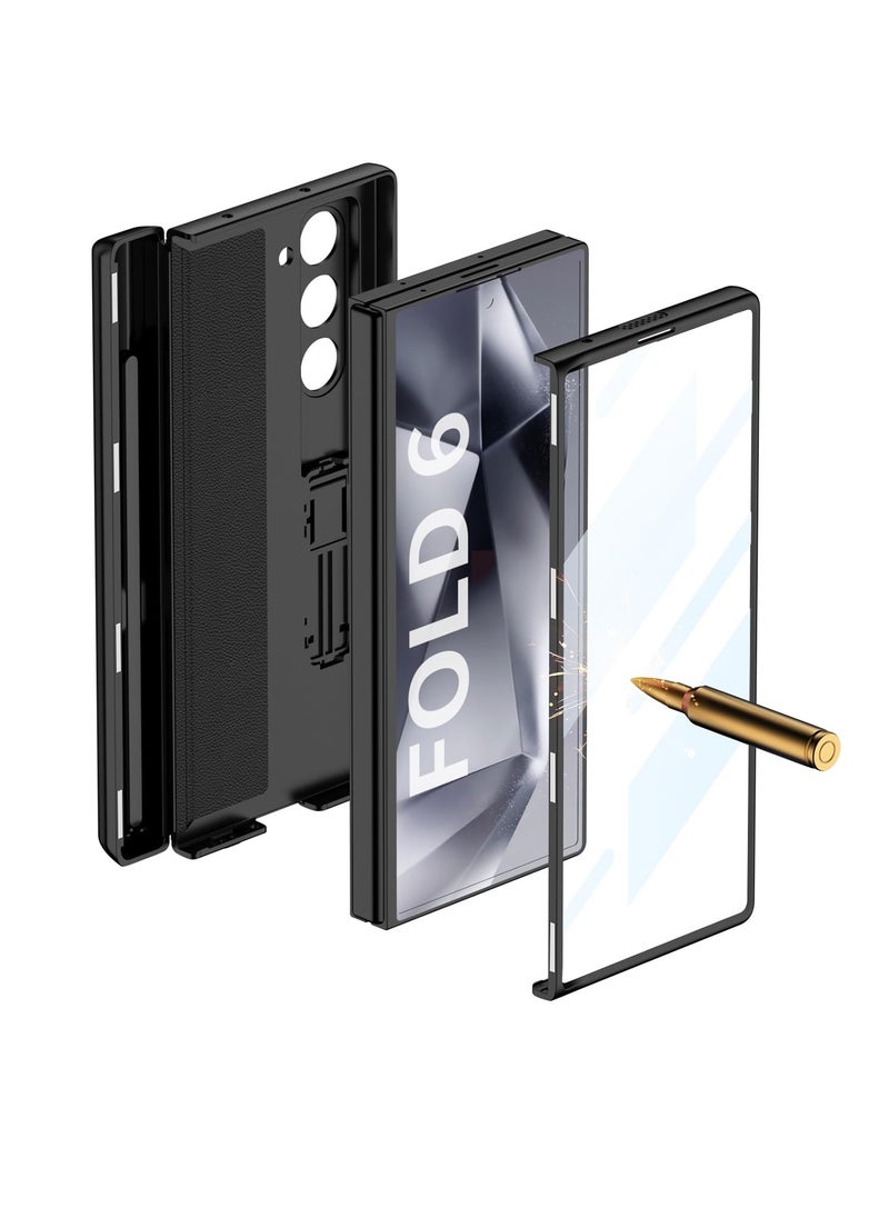 Aookay Compatible with Samsung Galaxy Z Fold 6 Case with Hidden Holder and Front Screen Protector, Magnetic Hinge Protective Case, Shockproof Hard Case with Pen Holder [Pen Not Included] (Black)  - Image 5