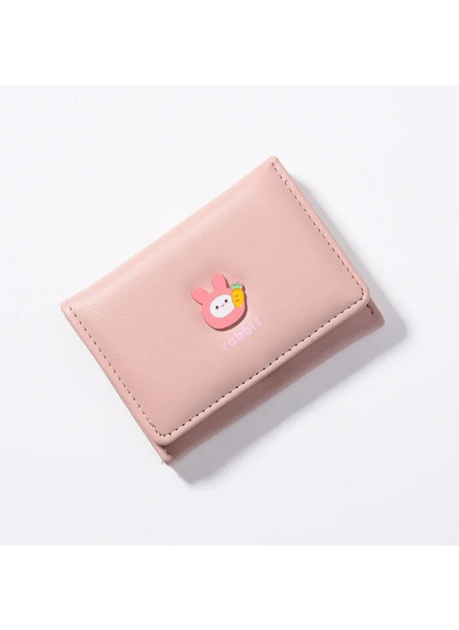 Generic Leather Flip Wallet & Card Holder with Multiple  Pockets Pink Rabbit  - Image 1
