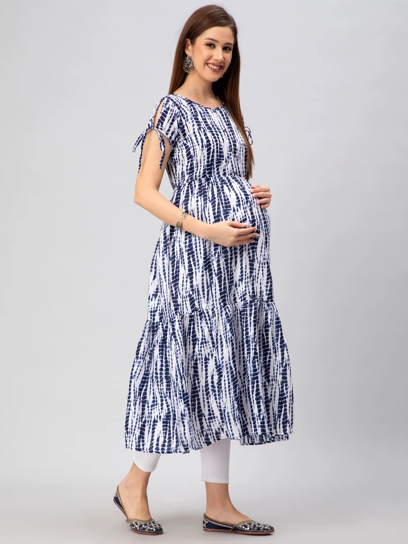 CEE 18 Women's Cotton Rayon A-Line Maternity Feeding Kurti with Zippers