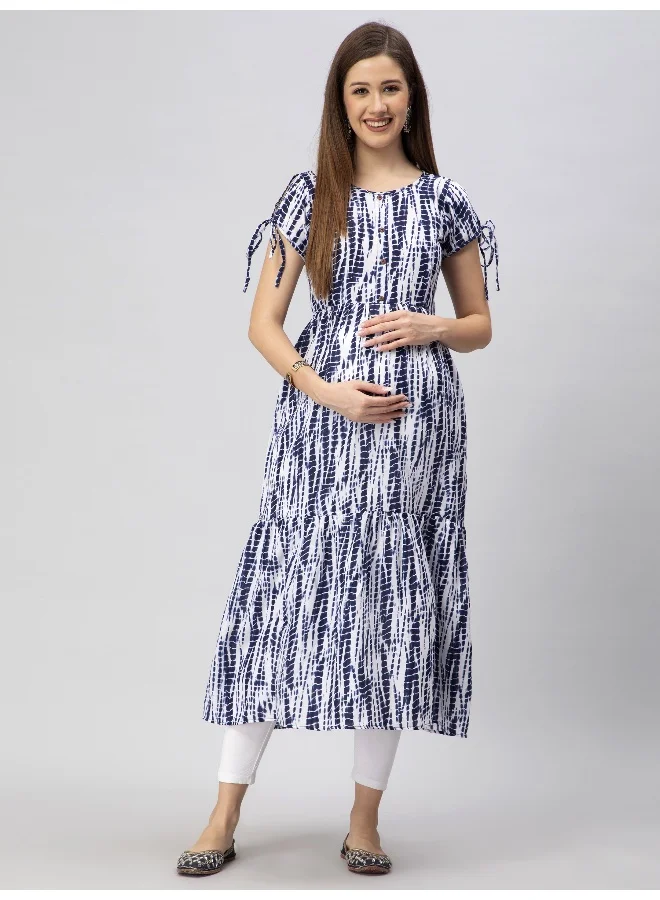 CEE 18 Women's Cotton Rayon A-Line Maternity Feeding Kurti with Zippers