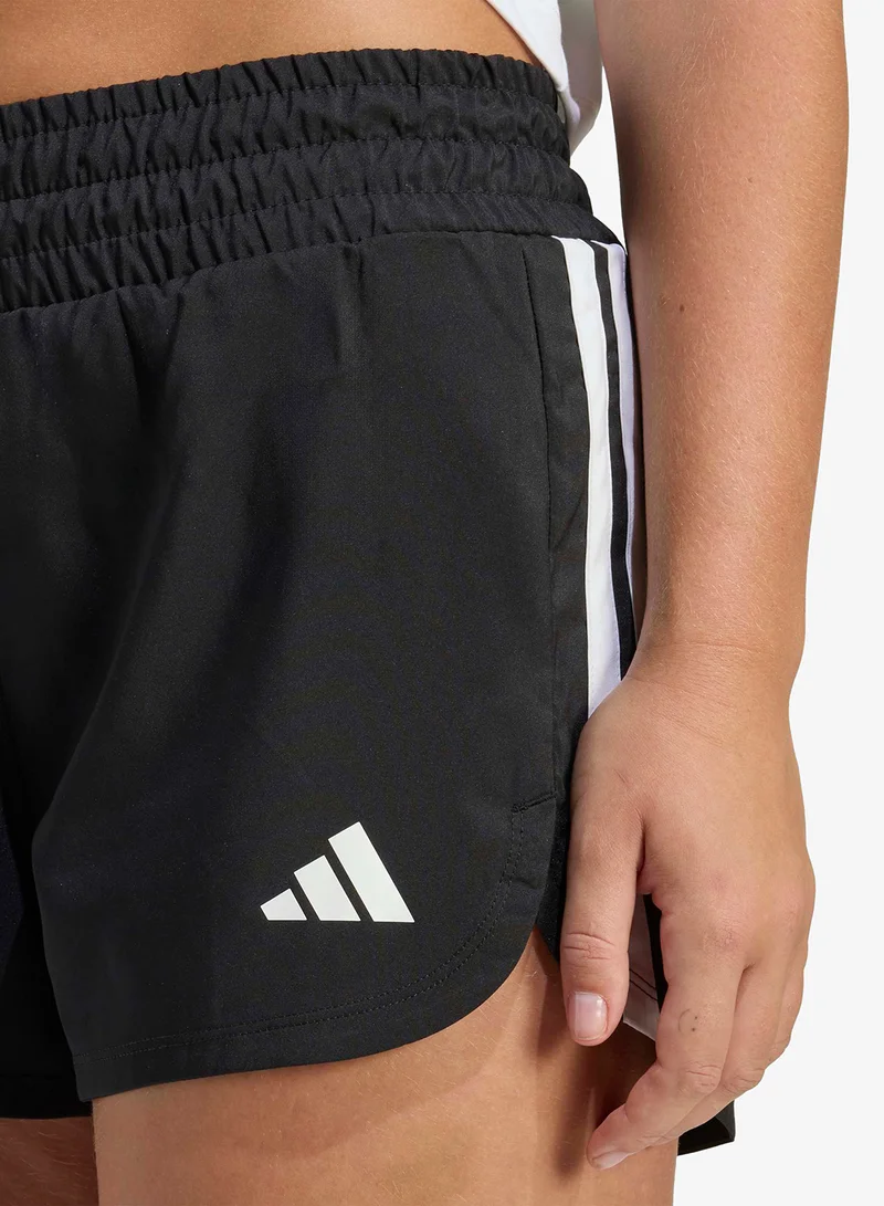 Adidas BLACK/WHITE 3" 3" Pacer Workout Woven High Rise Shorts for Women | Best Price UAE