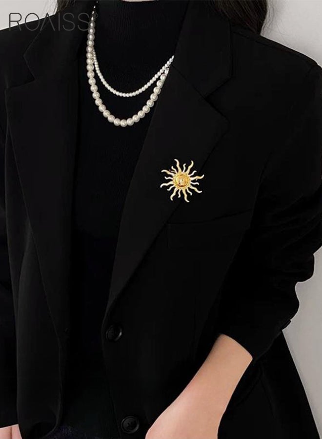 دبابيس عباد الشمس العتيقة المكونة من قطعتين، دبابيس بسيطة وعصرية، دبابيس مجوهرات بروش سترة نسائية، مناسبة للحفلات والارتداء اليومي