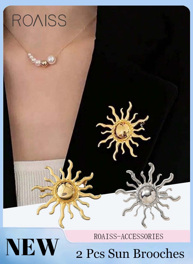 دبابيس عباد الشمس العتيقة المكونة من قطعتين، دبابيس بسيطة وعصرية، دبابيس مجوهرات بروش سترة نسائية، مناسبة للحفلات والارتداء اليومي