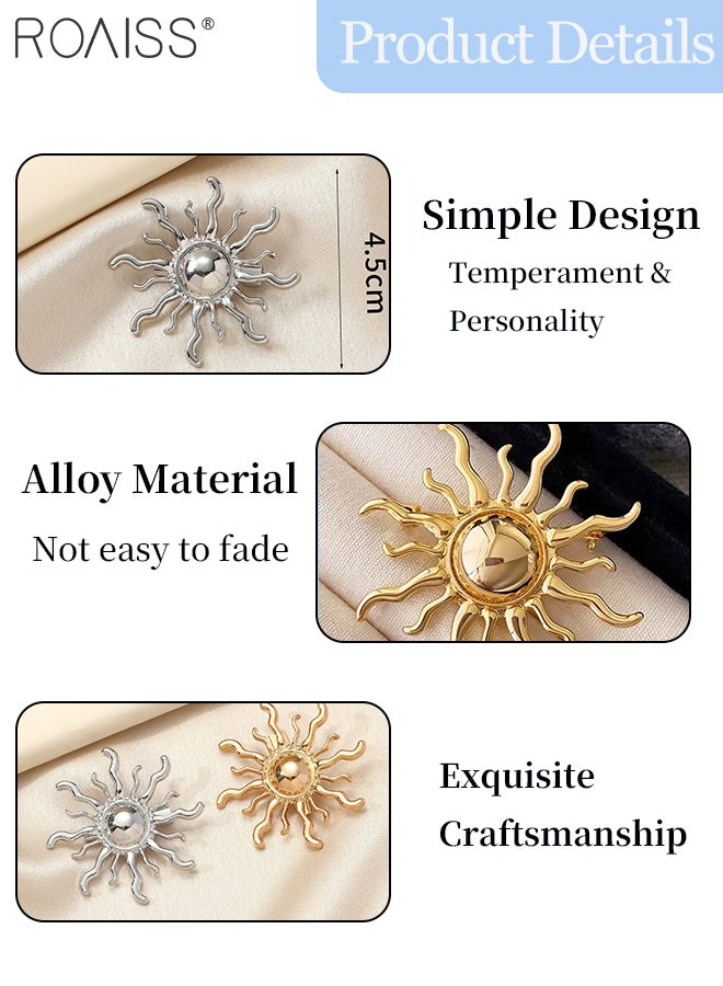 دبابيس عباد الشمس العتيقة المكونة من قطعتين، دبابيس بسيطة وعصرية، دبابيس مجوهرات بروش سترة نسائية، مناسبة للحفلات والارتداء اليومي