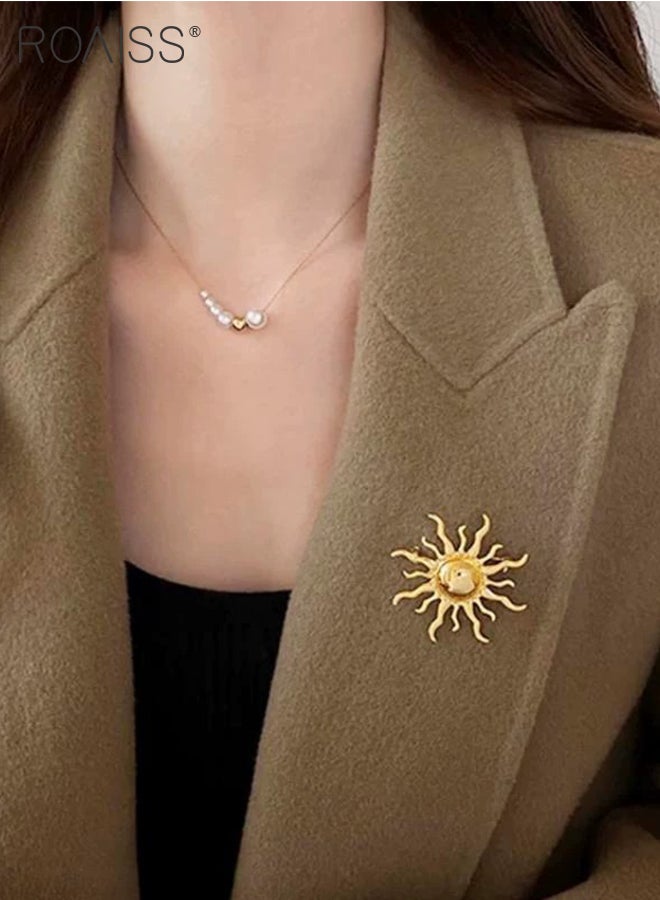 دبابيس عباد الشمس العتيقة المكونة من قطعتين، دبابيس بسيطة وعصرية، دبابيس مجوهرات بروش سترة نسائية، مناسبة للحفلات والارتداء اليومي