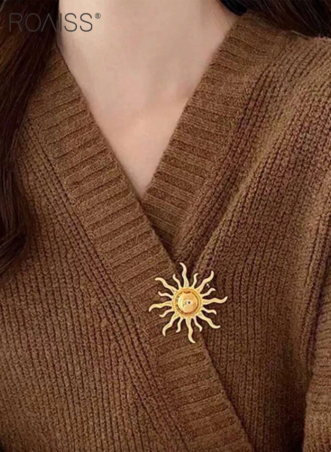 دبابيس عباد الشمس العتيقة المكونة من قطعتين، دبابيس بسيطة وعصرية، دبابيس مجوهرات بروش سترة نسائية، مناسبة للحفلات والارتداء اليومي