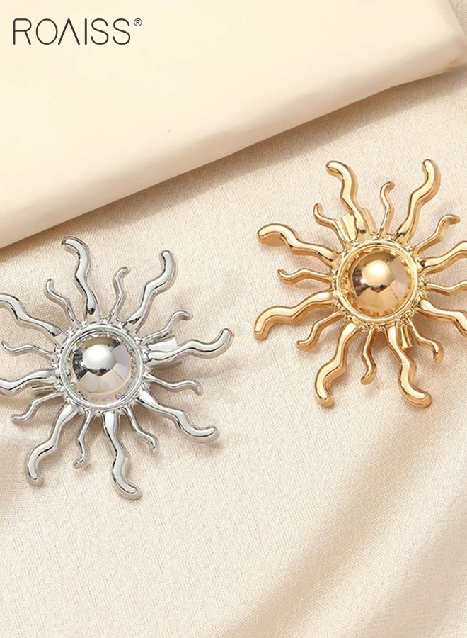 دبابيس عباد الشمس العتيقة المكونة من قطعتين، دبابيس بسيطة وعصرية، دبابيس مجوهرات بروش سترة نسائية، مناسبة للحفلات والارتداء اليومي