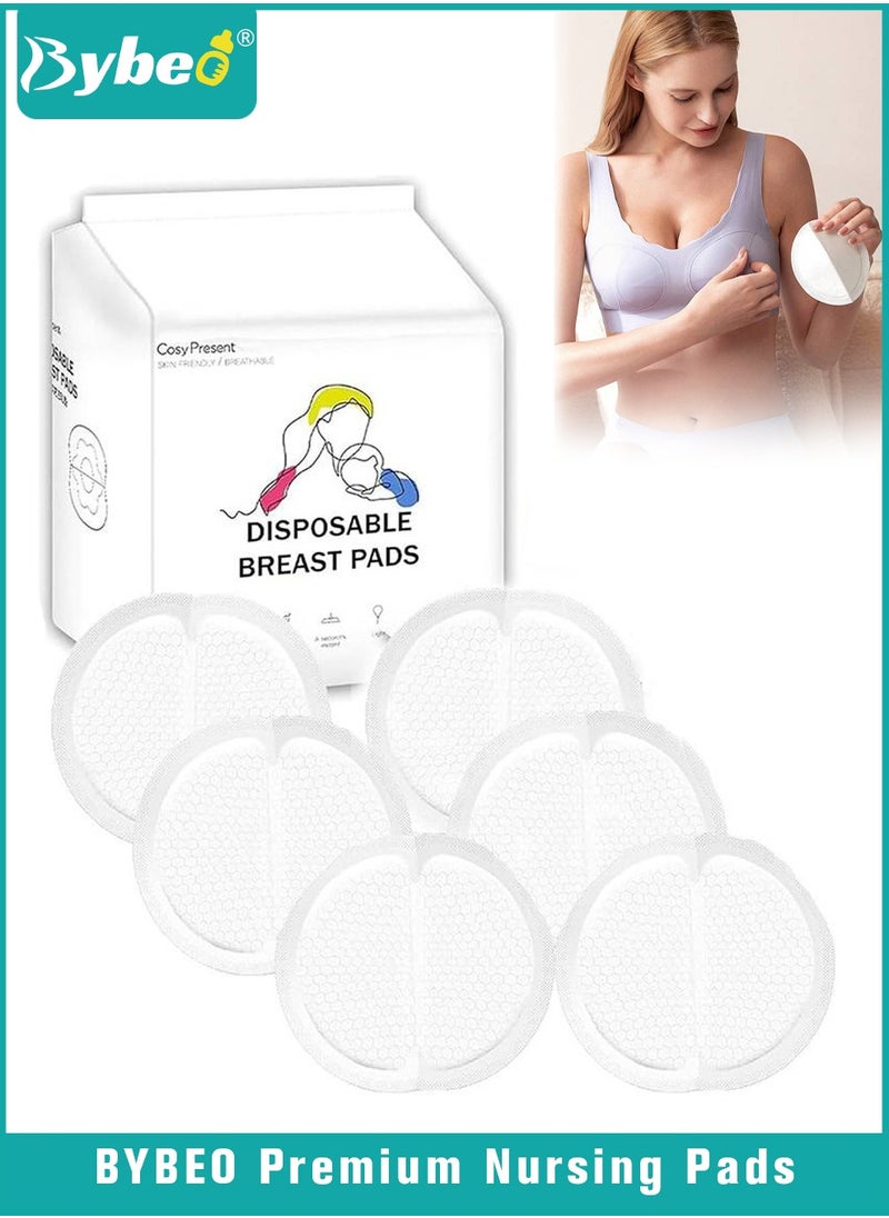 Bybeo 100 Count Disposable Nursing Pads For Breastfeeding, Ultra-Thin and Super-absorbent Breast Pads, Soft and Breathable Feeding Pads, 3D Shape Nipple covers, Individually Packaged  - Image 1