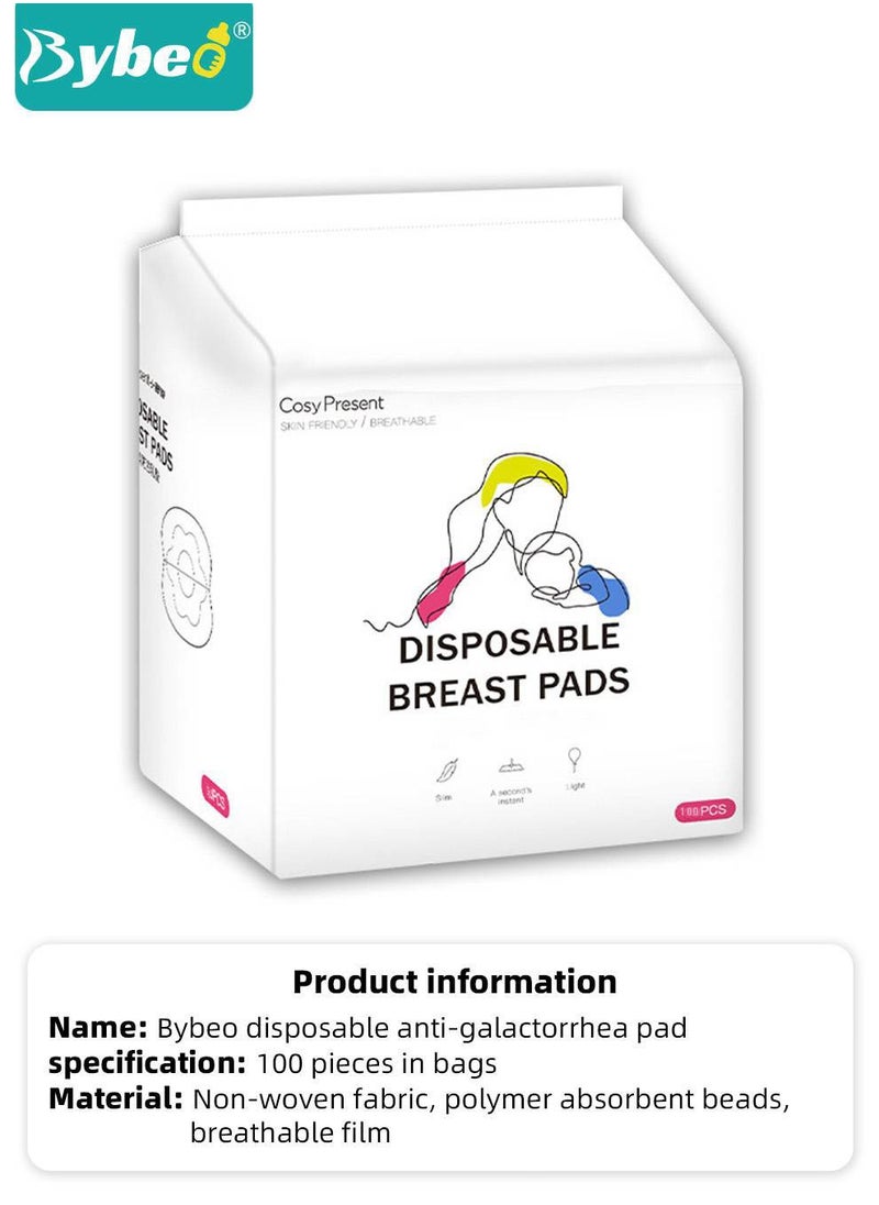 Bybeo - 100 Count Disposable Nursing Pads For Breastfeeding, Ultra-Thin and Super-absorbent Breast Pads, Soft and Breathable Feeding Pads, 3D Shape Nipple covers, Individually Packaged - Image 1