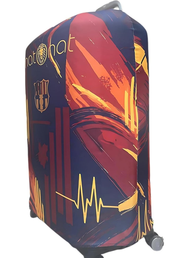 natOnat Travel Luggage Cover Protector - Suitcase Cover - Stretchy, Washable Spandex & Polyester - Protects Against Dirt & Scratches - Blaugrana Design - Fits 58-63 CM Height ( Medium ) - Image 2