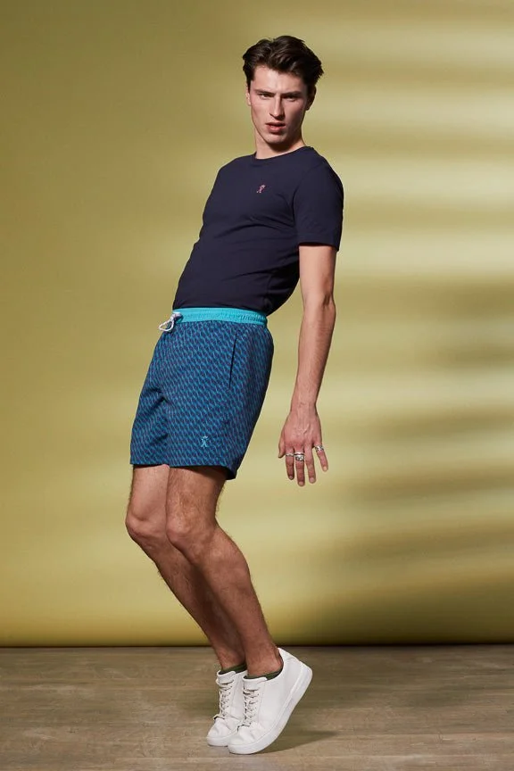 Vicomte A. Malone Dark Blue Monogram Swimshorts