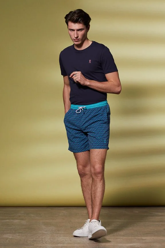 Vicomte A. Malone Dark Blue Monogram Swimshorts