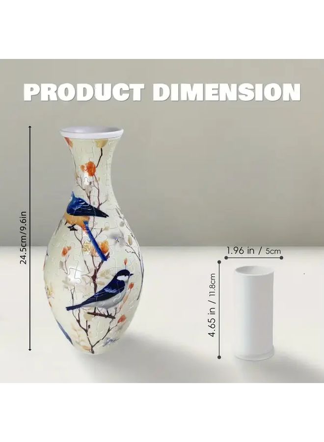 160 Pcs 3D Puzzle Vase Happy Bird Challenger For Adults With Floral Bird Motifs Curved Pieces Easy Assembly Elegant Home Office Decor Birthday Christmas Holiday Gift No Glue Needed Stands Alone Durable Plastic Construction Holiday Decoration Decorative Piece Highquality Finish - Image 2