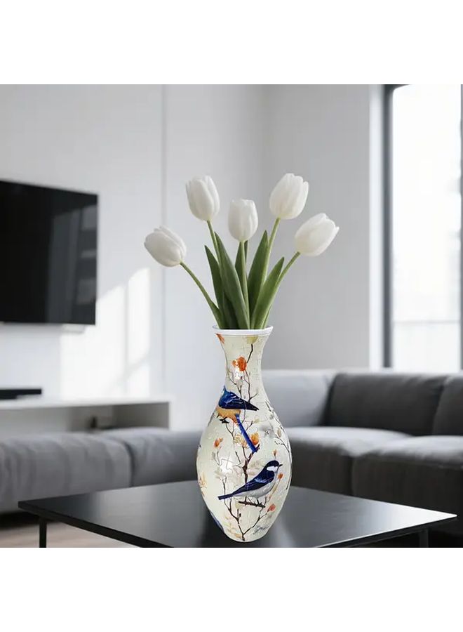 160 Pcs 3D Puzzle Vase Happy Bird Challenger For Adults With Floral Bird Motifs Curved Pieces Easy Assembly Elegant Home Office Decor Birthday Christmas Holiday Gift No Glue Needed Stands Alone Durable Plastic Construction Holiday Decoration Decorative Piece Highquality Finish - Image 5