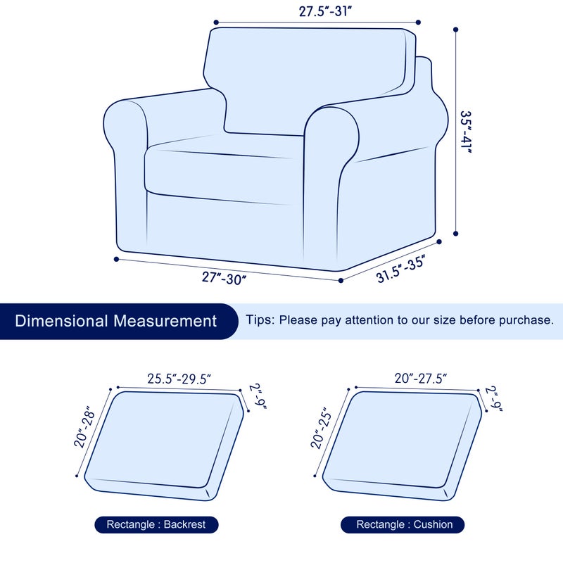 SUBRTEX 3 Pieces Stretch Sofa Slipcover Sets Couch Cover Sets Backrest Cushion Covers Furniture Protector Collection Set for Oversize Sofa Loveseat Chair Slip Covers(Small  Navy) - Image 2