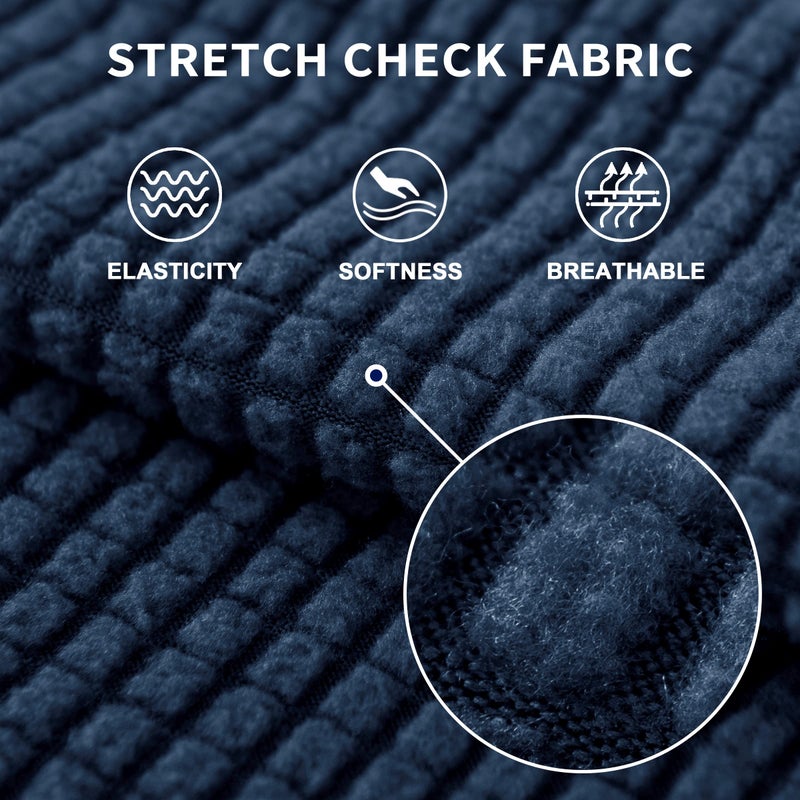 SUBRTEX 3 Pieces Stretch Sofa Slipcover Sets Couch Cover Sets Backrest Cushion Covers Furniture Protector Collection Set for Oversize Sofa Loveseat Chair Slip Covers(Small  Navy) - Image 4