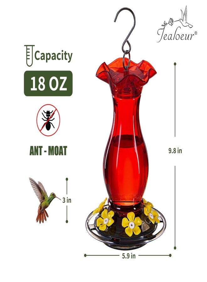 Jealoeur Hummingbird Feeder for Outdoors Hanging Ant and Bee Proof (Red 1 Pack-C) - Image 5