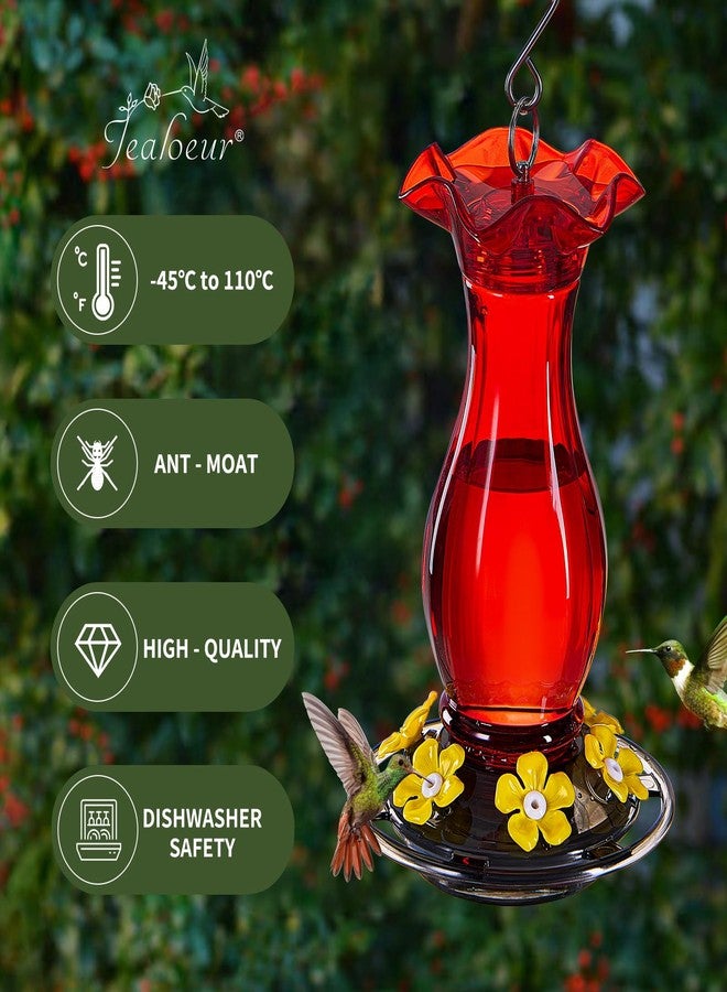 Jealoeur Hummingbird Feeder for Outdoors Hanging Ant and Bee Proof (Red 1 Pack-C) - Image 2