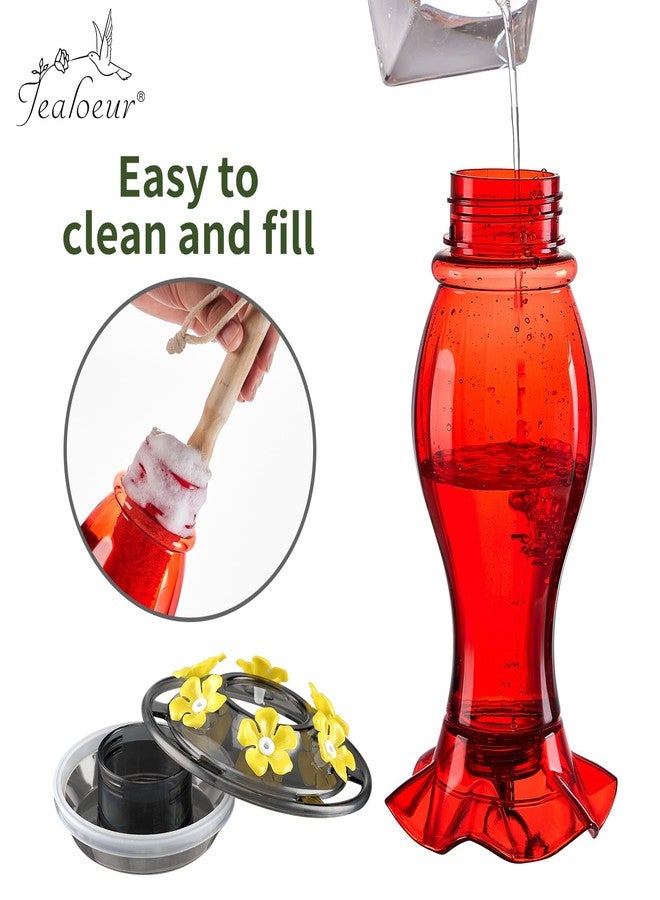 Jealoeur Hummingbird Feeder for Outdoors Hanging Ant and Bee Proof (Red 1 Pack-C) - Image 3