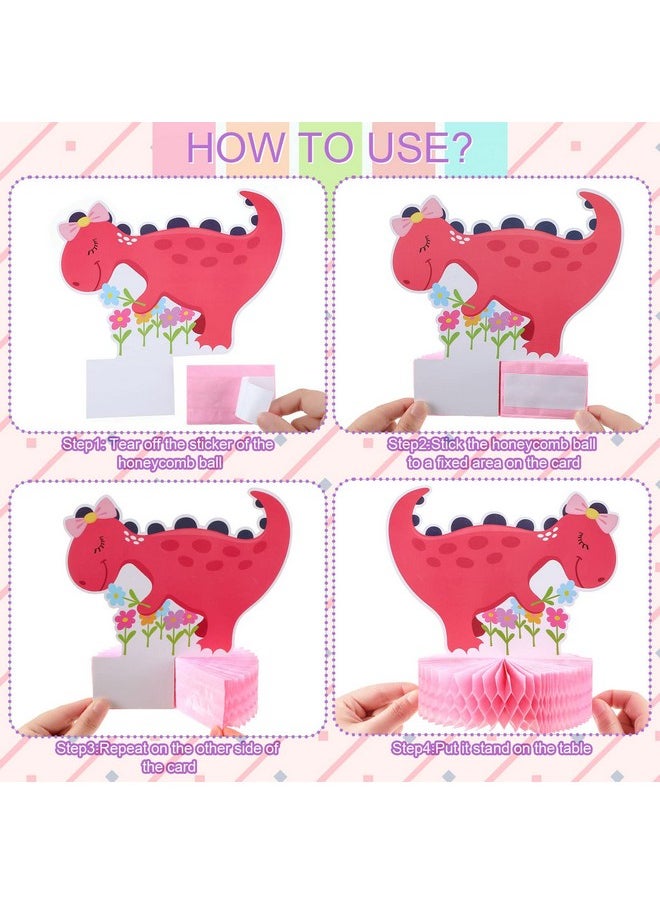 Leinuosen 9 Pcs Dinosaur Party Honeycomb Centerpieces Girls Dinosaur Center Piece For Table Decorations 3D Table Toppers Birthday Party Supplies For Baby Shower Decor Props  - Image 3