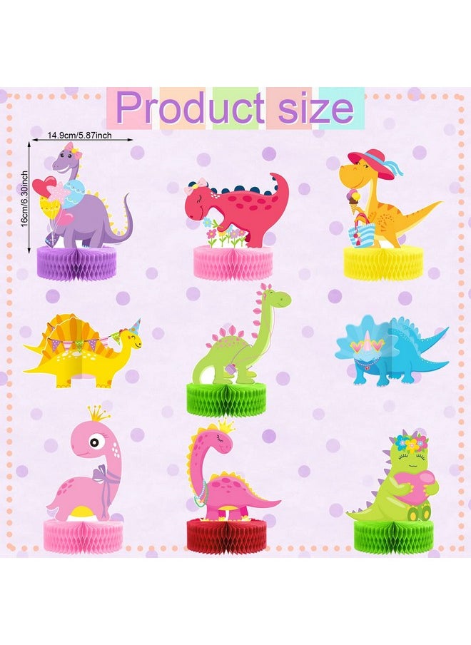Leinuosen 9 Pcs Dinosaur Party Honeycomb Centerpieces Girls Dinosaur Center Piece For Table Decorations 3D Table Toppers Birthday Party Supplies For Baby Shower Decor Props  - Image 2