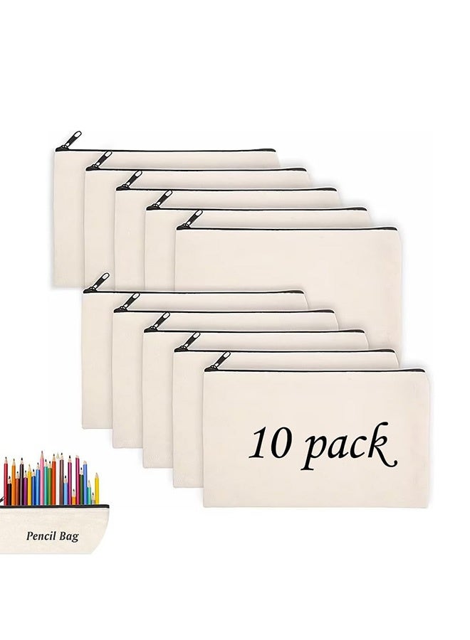 Peachjoy Blank Makeup Bags, 10 Pack Blank DIY Craft Bag, Multipurpose Cosmetic Bag with Zipper, Bulk Travel Toiletry Bag for Storage, Bulk Pencil Pouch (21 13 Cm)  - Image 1