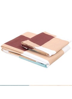 snooze Flat Bed Sheet set 2pcs, 180*230 cm+ Free Pillowcase, brown caro design  - Image 2