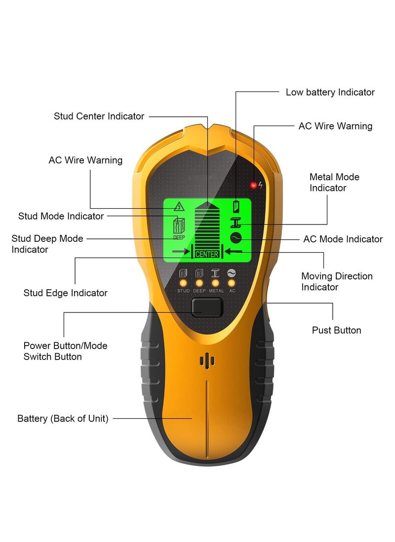 Generic - Stud Finder Wall Scanner,Wall Detector, Non Contact Voltage Cable Tester for AC Wire Metal Inside Wood, Center Beam Finding,Joist Detection with LCD Display - Image 1