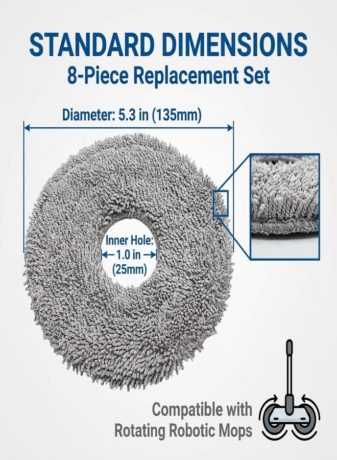 mgmooa 8 Pack Mop Pads for Roborock QV 35A, Saros 10R, Q Revo, Qrevo S, Qrevo Pro, Qrevo Master, Qrevo Plus, Qrevo Slim, Qrevo Edge Robot Vacuum, Replacement Mop Cloth Cleaning Pads Set - Image 2