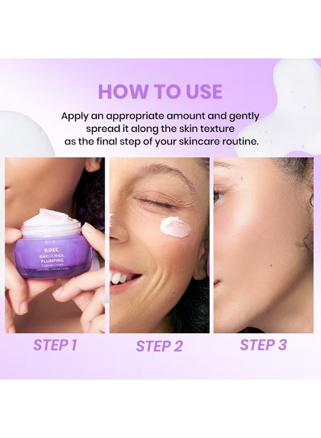 KOEC Cream for The Face, Bakuchiol Plumping Capsule Cream - A Skincare Cream in Capsule Form Featuring Niacinamide And Collagen for a Uniform Skin Tone And Intense Hydration - Moisturizing Cream That Hydrates, Perfect for Mother'S Day Gifts - Image 5