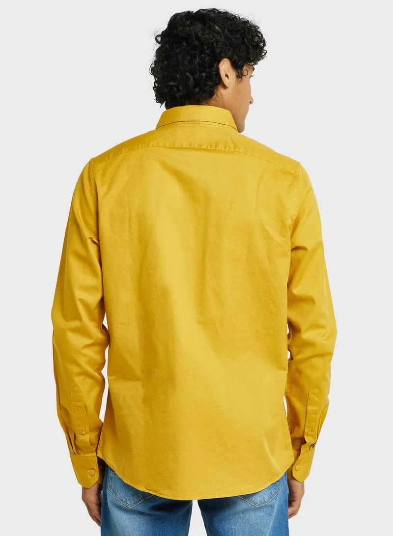 توماس سكوت قميص توماس سكوت قطن تويل كلاسيك بقصة ضيقة غير شفاف كاجوال