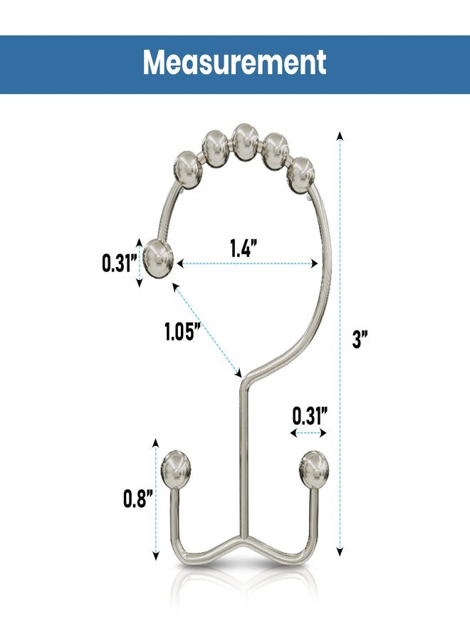 Utopia Bedding Double Glide Roller Set of 12 Shower Curtain Hooks, Double Sided Rings, Rust Proof Shower Curtain Rings, Nickel - Image 2