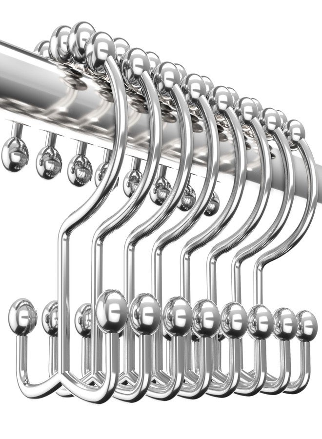 Utopia Bedding Double Glide Roller Set of 12 Shower Curtain Hooks, Double Sided Rings, Rust Proof Shower Curtain Rings, Nickel - Image 1