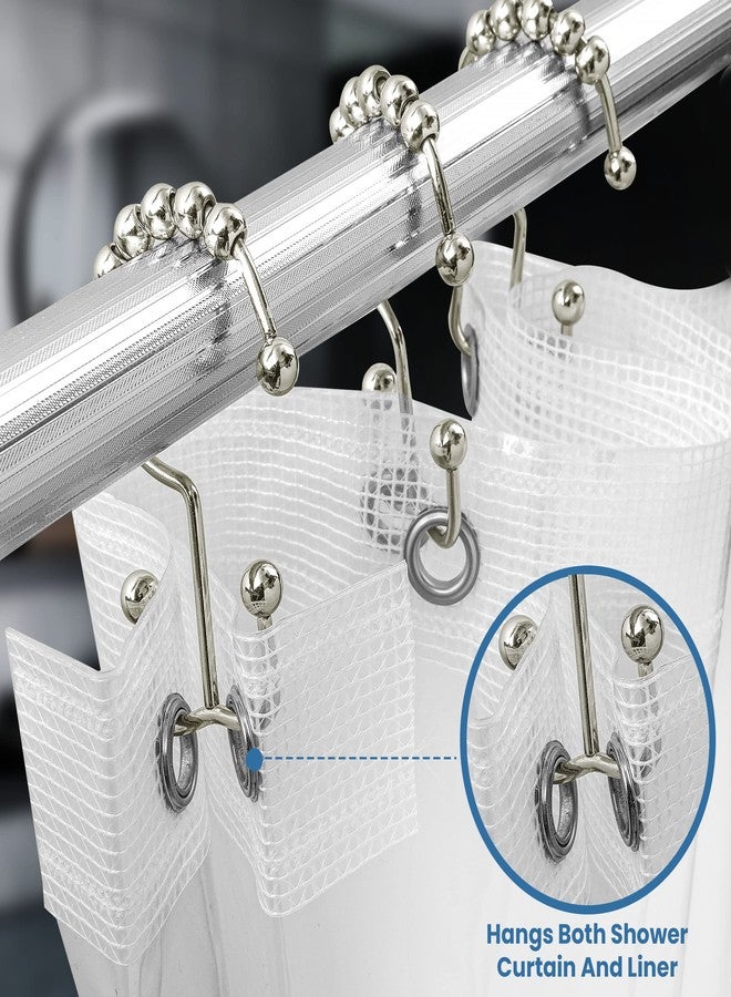 Utopia Bedding Double Glide Roller Set of 12 Shower Curtain Hooks, Double Sided Rings, Rust Proof Shower Curtain Rings, Nickel - Image 4