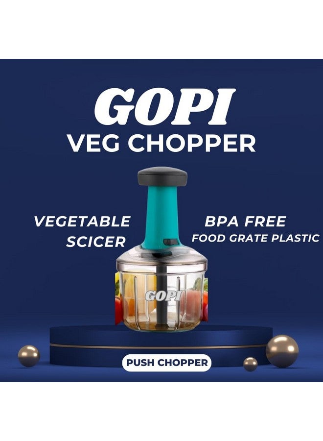 GOPI مفرمة جوبى بوش للاستخدام في المطبخ - قاطع خضروات، بصل، ثوم، زنجبيل، طماطم، وبطاطس يدوي بـ 5 شفرات، أداة مطبخ مدمجة وسهلة الاستخدام (A-1100 مل) - Image 5