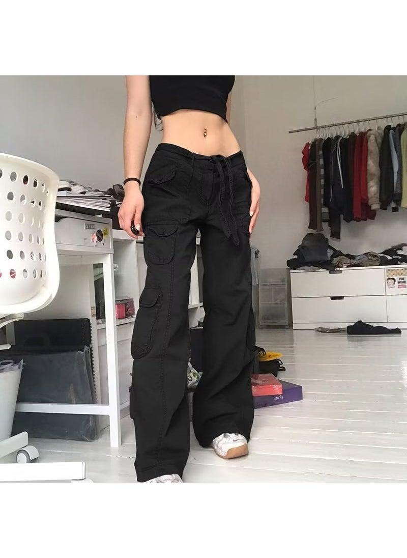 Generic - American Retro Hiphop Work Pants Loose Straight Leg Multi Pocket High Street Design Men Women Casual Trousers Fashion Brand Brown - Image 1