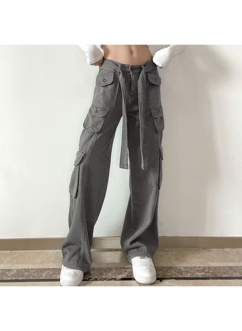 Generic - American Retro Hiphop Work Pants Loose Straight Leg Multi Pocket High Street Design Men Women Casual Trousers Fashion Brand Brown - Image 1