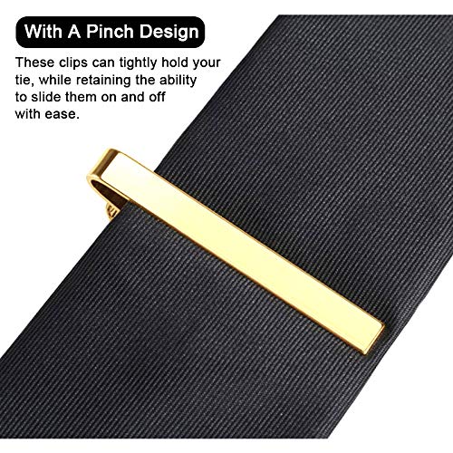 Roctee 7 Pack Tie Clip Set Mens Tie Bar | Formal Business Necktie Bar Pinch Tie Clip in Gold/Silvery/Black/Navy | Best Chioce for Father, Lover, Friends and Husband - Image 3