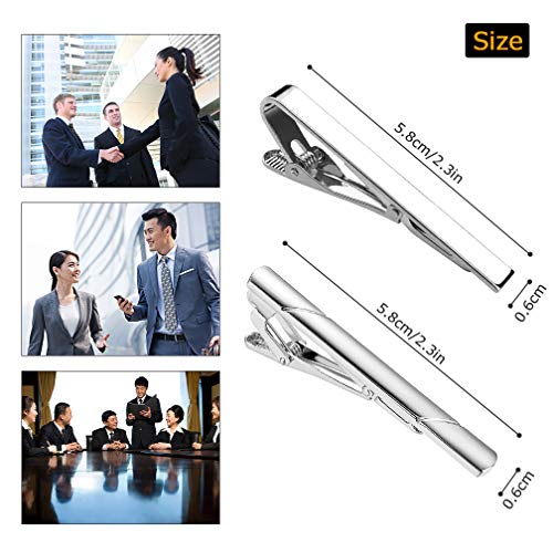Roctee 7 Pack Tie Clip Set Mens Tie Bar | Formal Business Necktie Bar Pinch Tie Clip in Gold/Silvery/Black/Navy | Best Chioce for Father, Lover, Friends and Husband - Image 2