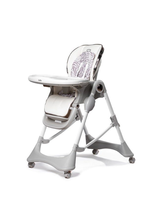 Kidilo Adjustable Baby Feeding Chair - High Chair with Detachable Tray, Reclining Backrest, Easy Clean Fabric, Foldable Design, Safe Harness, and Rolling Wheels for Easy Mobility - Image 4